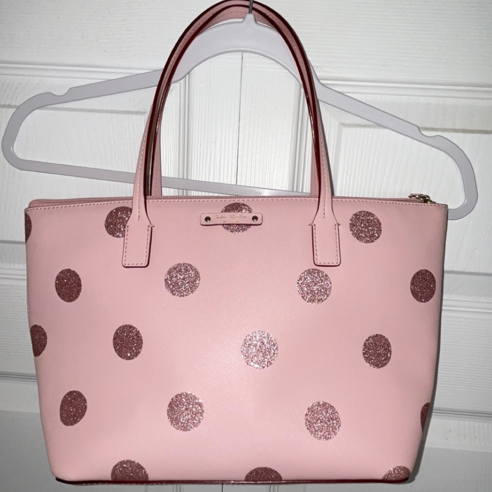 KATE SPADE Pink tote with sparkly pink polka dots💖💖💖